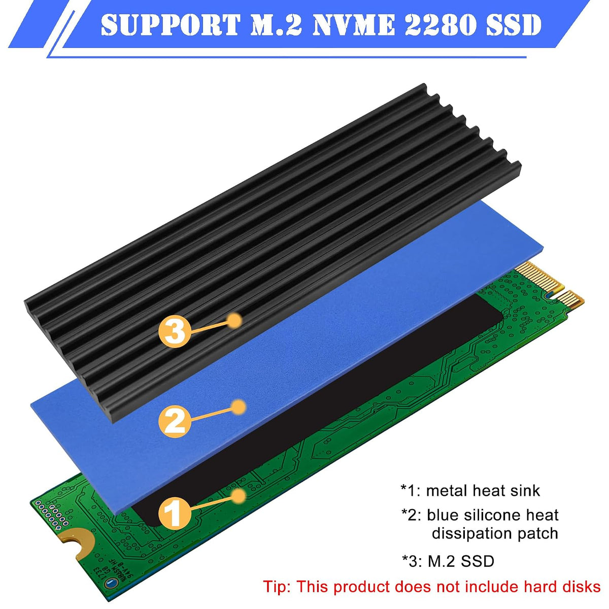 2pcs M.2 SSD Heatsink 2280 SSD NVMe Heat Sink