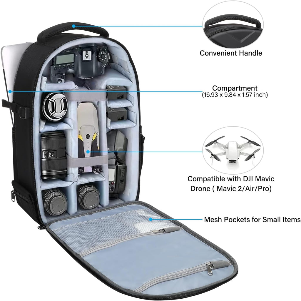 Camera Backpack, Photography Camera Bag Waterproof Hardshell Case | DSLR/SLR/Mirrorless Geometric Camera Bag with