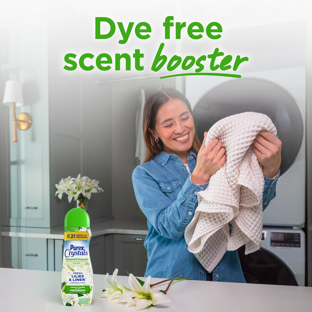 Crystals In-Wash Scent Booster, Fresh Lilies & Linen, 21 oz, 4-Pack