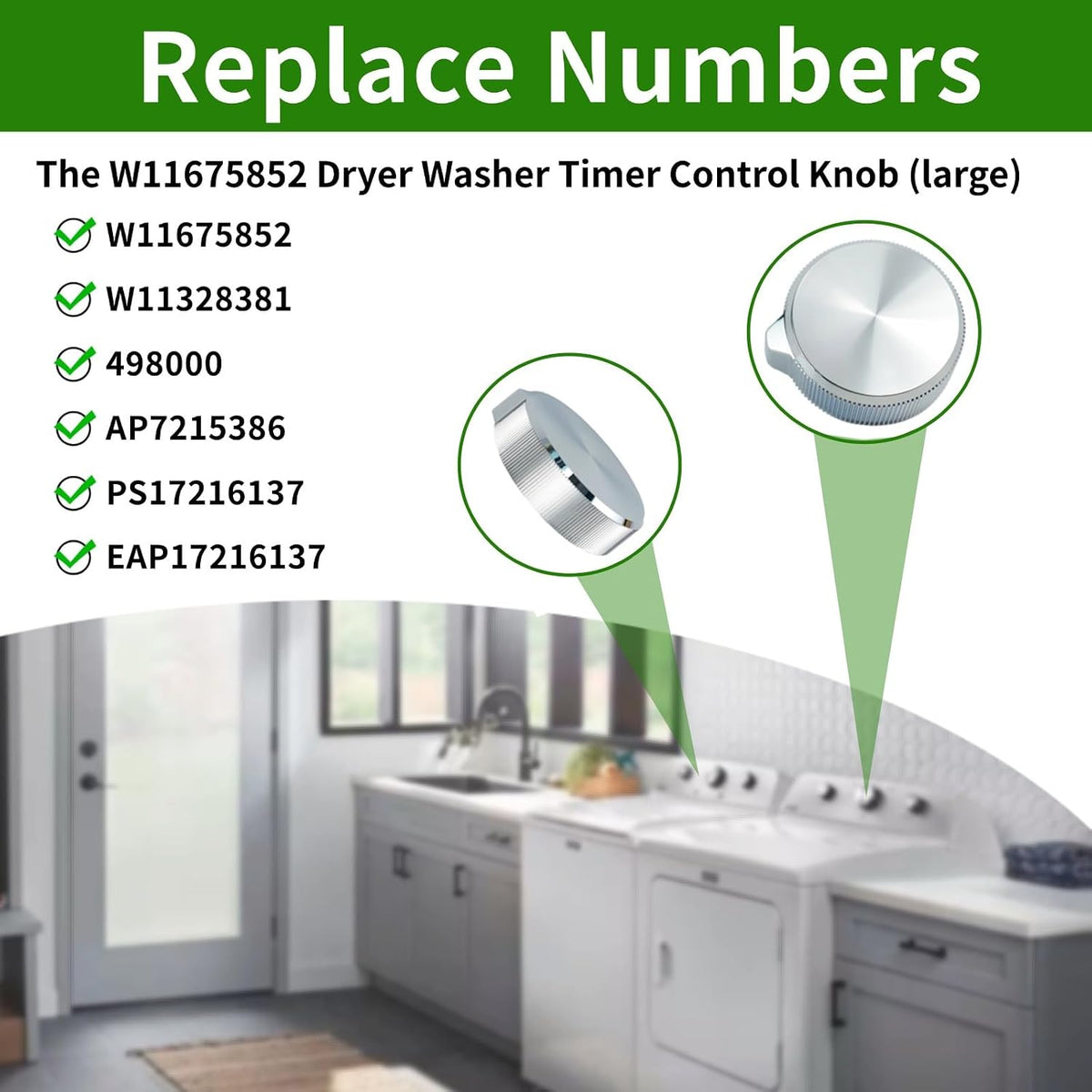 W11675852 W11328381 Dryer Knobs Replacement for Maytag Timer Dial Parts