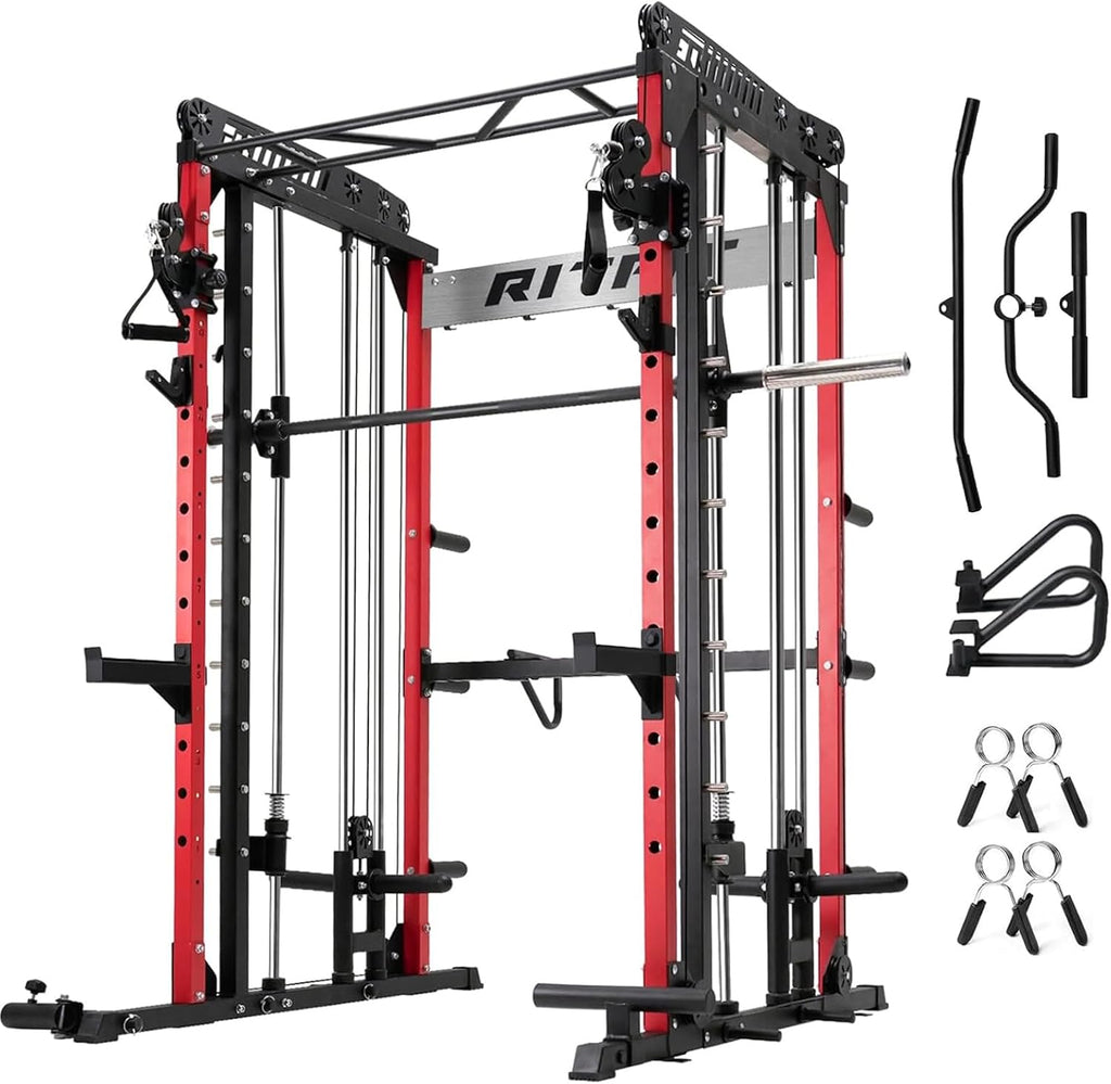 M1 Pro Smith Machine Cable Crossover Power Cage Home Gym | Dual 360 Cables, Barbell & Handles, LAT Pulldown, 1850LBS
