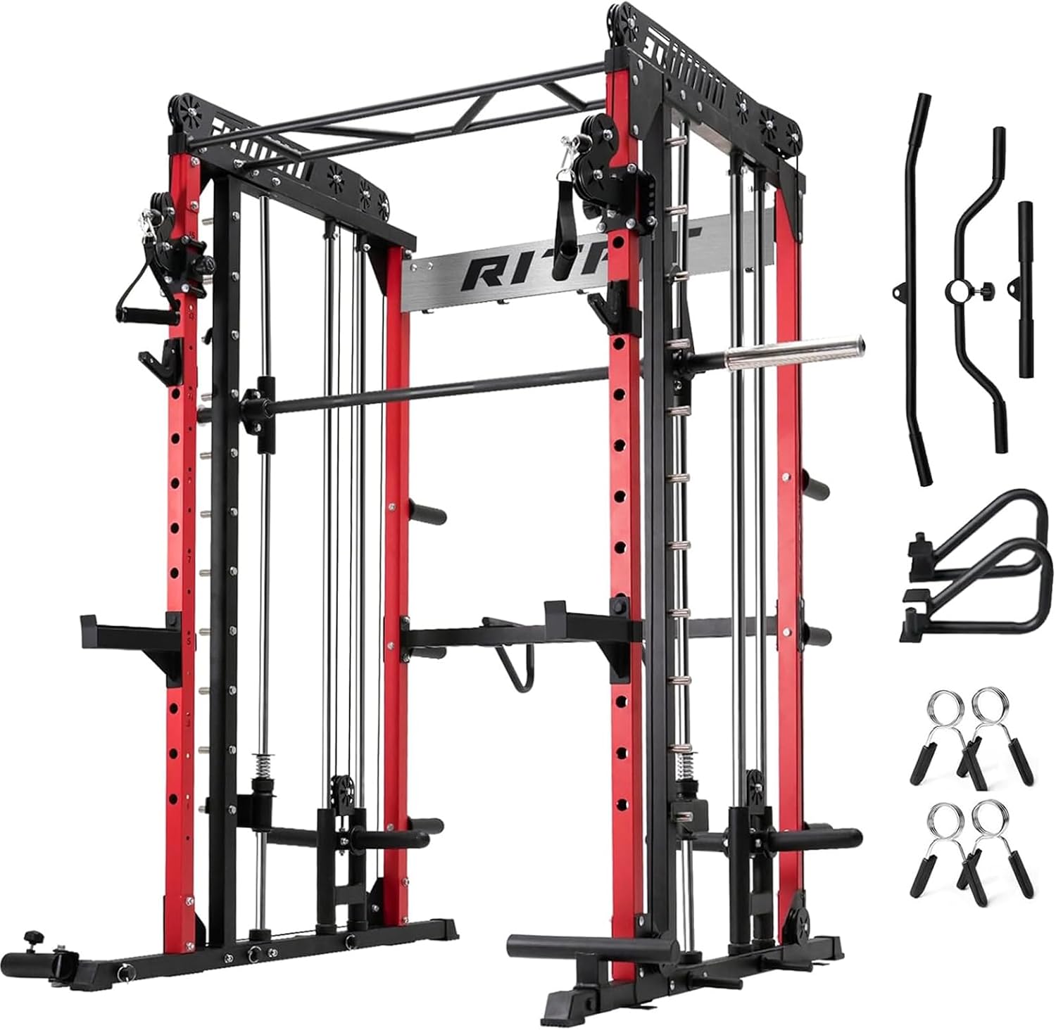 M1 Pro Smith Machine Cable Crossover Power Cage Home Gym | Dual 360 Cables, Barbell & Handles, LAT Pulldown, 1850LBS