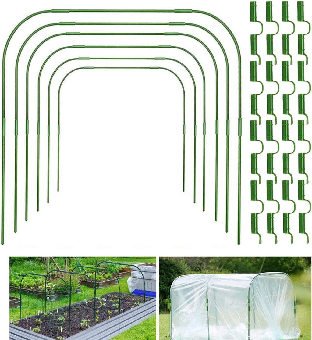 Greenhouse Hoops Grow Tunnel,6 Sets Garden Hoops for Raised Beds, Rust-Free Plant Hoops Frame for Row Cover Plant