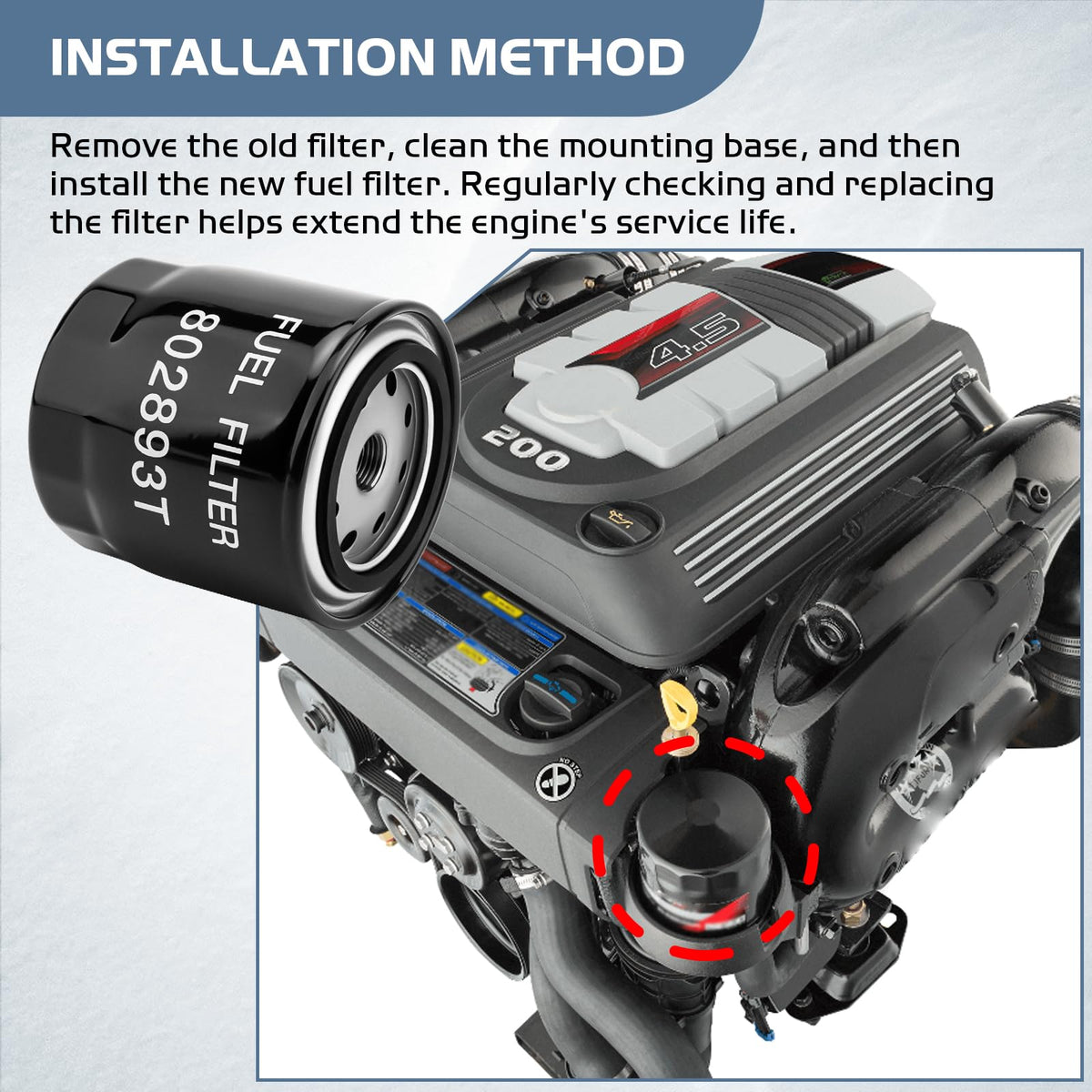 802893T Water Separating Fuel Filter Fit for Mercury Fuel Filter System