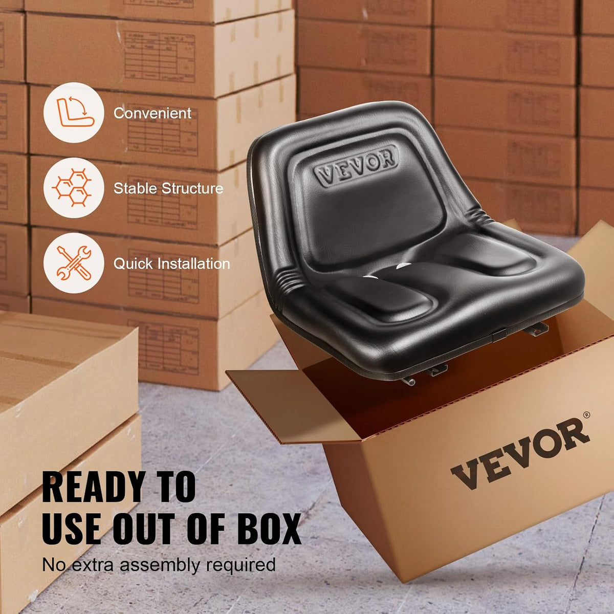 Universal Tracor Seat, Lawn Mower Seat with Micro Switch and Drainage Holes, 6.3-11.8 inch Extended Slot Tractor Seat