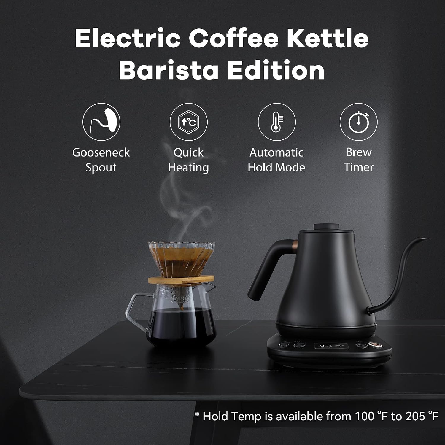 Electric Kettle Gooseneck Pour Over Kettle ±1℉ Temperature Control Quick Heating Water Boiler for Coffee & Tea &