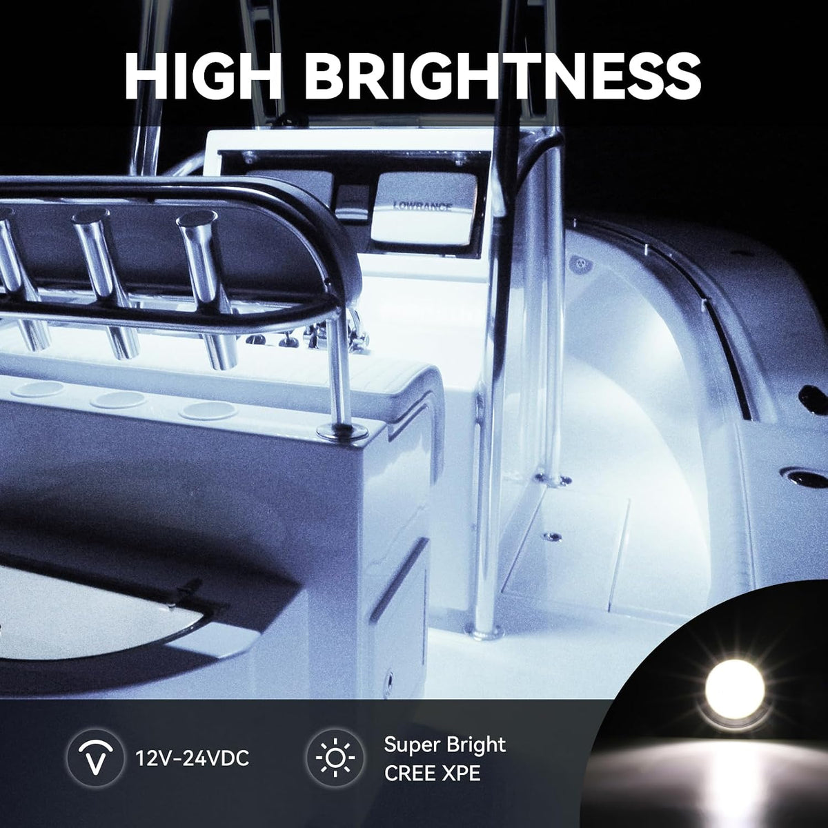 4-Pack IP68 LED Boat Interior Courtesy Lights Dia 1 Inch, White