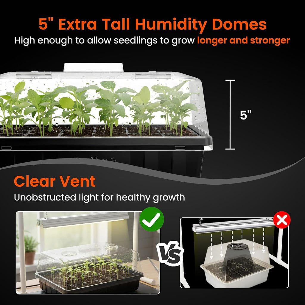 Thick Plastic 3-Set Strong Seed Starter Trays with 5" Humidity Domes