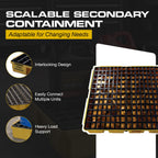 Square 4 Drum Spill Containment Pallet with Drain, Made in USA,Yellow