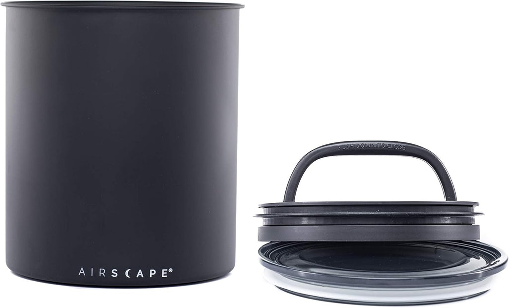 by Planetary Design | 2.2 lbs Coffee Storage | Matte Black | Plunger Lid Removes Excess Oxygen - DON'T buy airtight