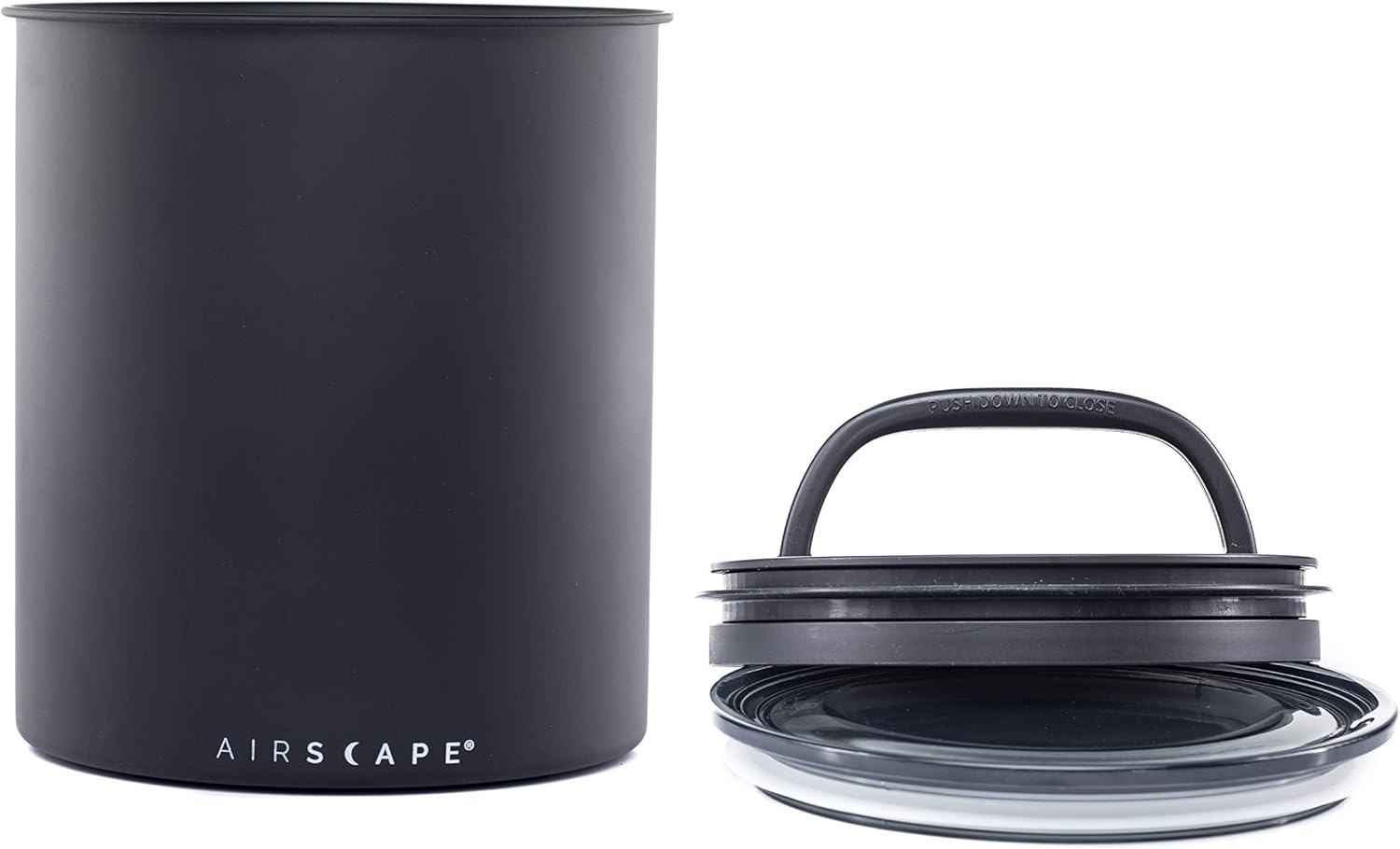 by Planetary Design | 2.2 lbs Coffee Storage | Matte Black | Plunger Lid Removes Excess Oxygen - DON'T buy airtight