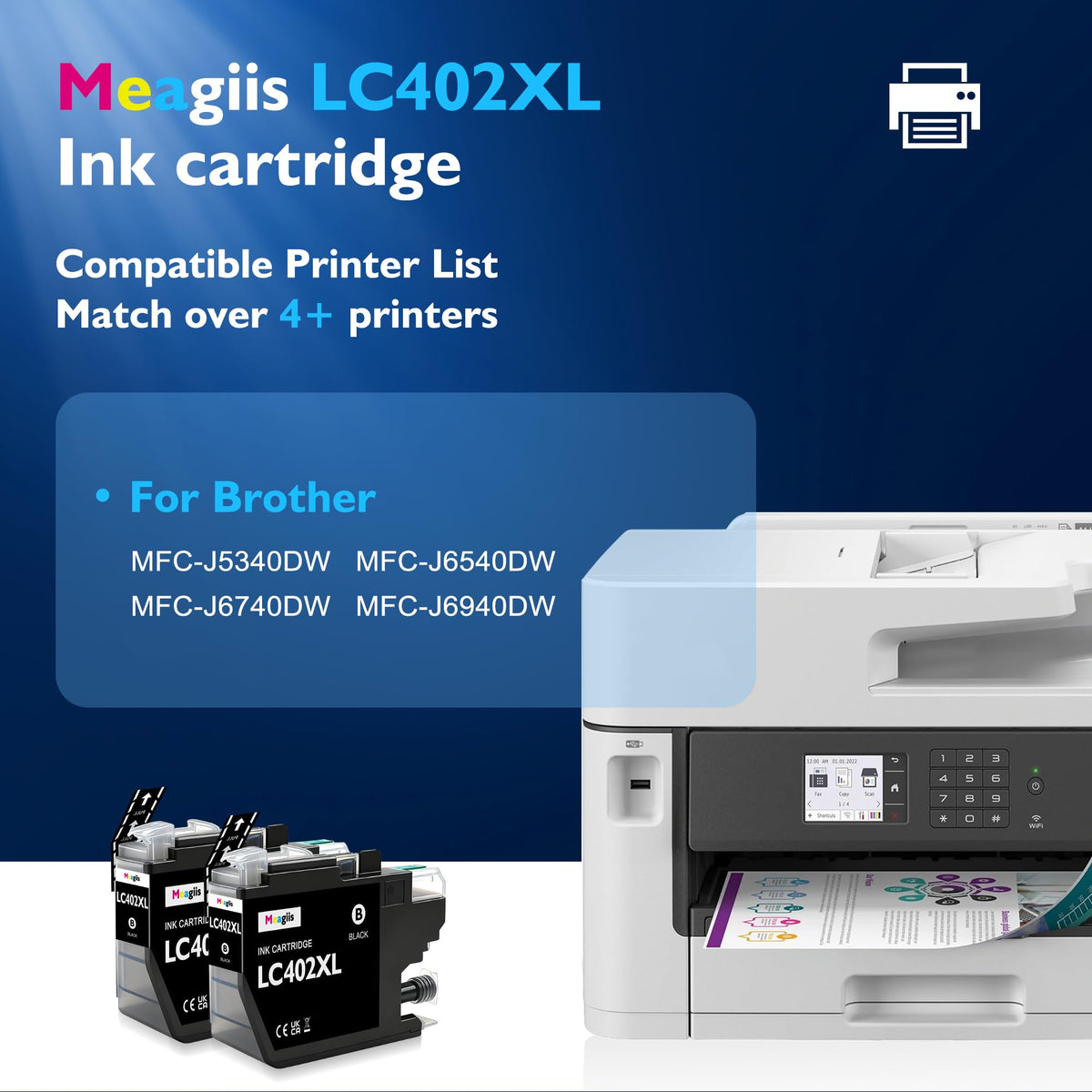LC402 XL LC402XL Black Ink Cartridges 2-Pack Compatible for Brother