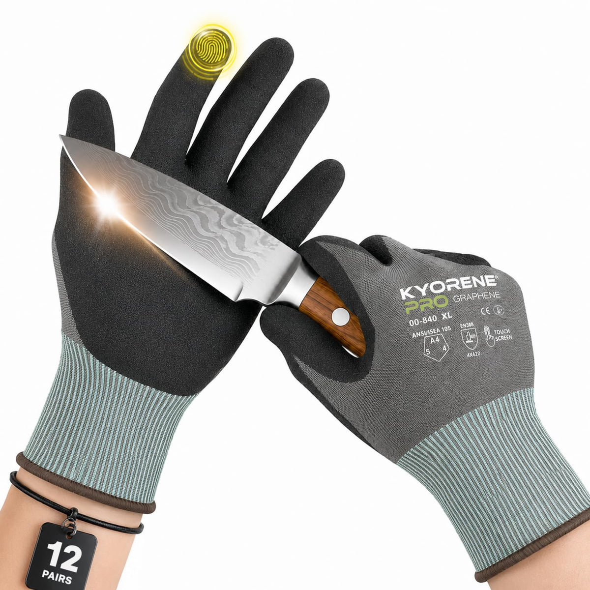 00-840 Cut Resistant Work Gloves, ANSI A4, X-Large, 12 Pairs