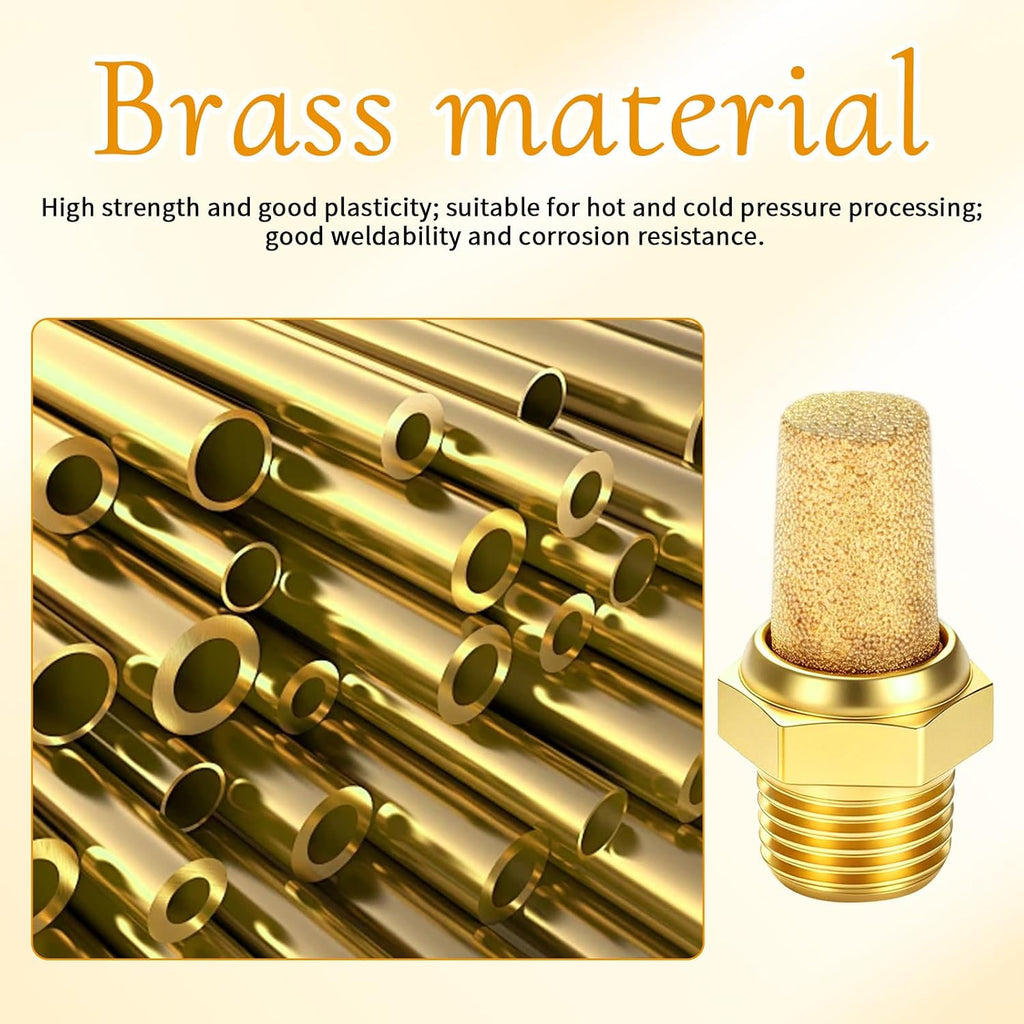 4 Pieces Pneumatic Muffler Insert Pneumatic Brass Exhaust Muffler Filter
