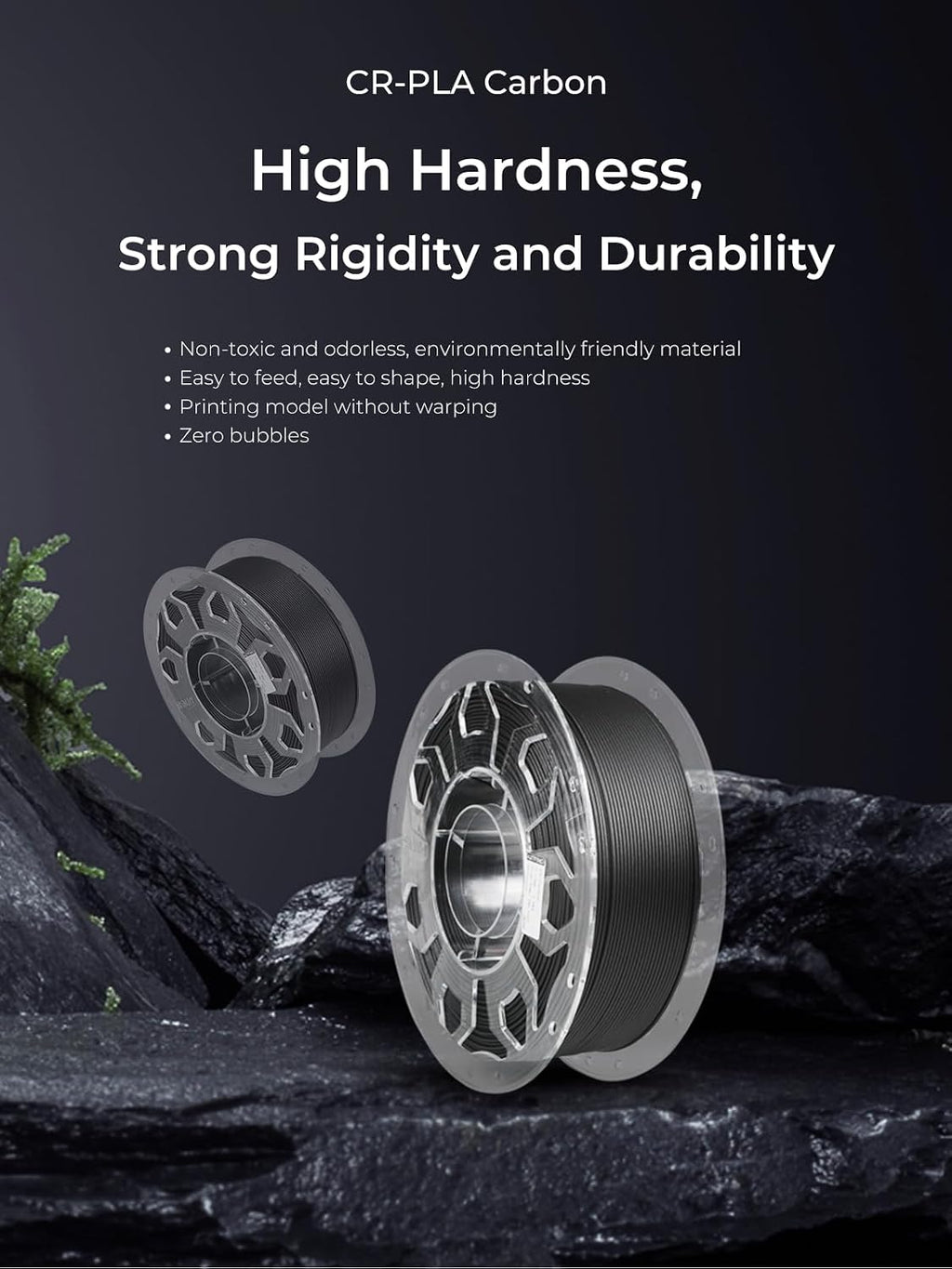 Carbon Fiber Filament 1.75mm, 3D Printer Filament, 1kg (2.2lbs) Spool, No Warp Enhanced Toughness, ±0.03mm Accuracy
