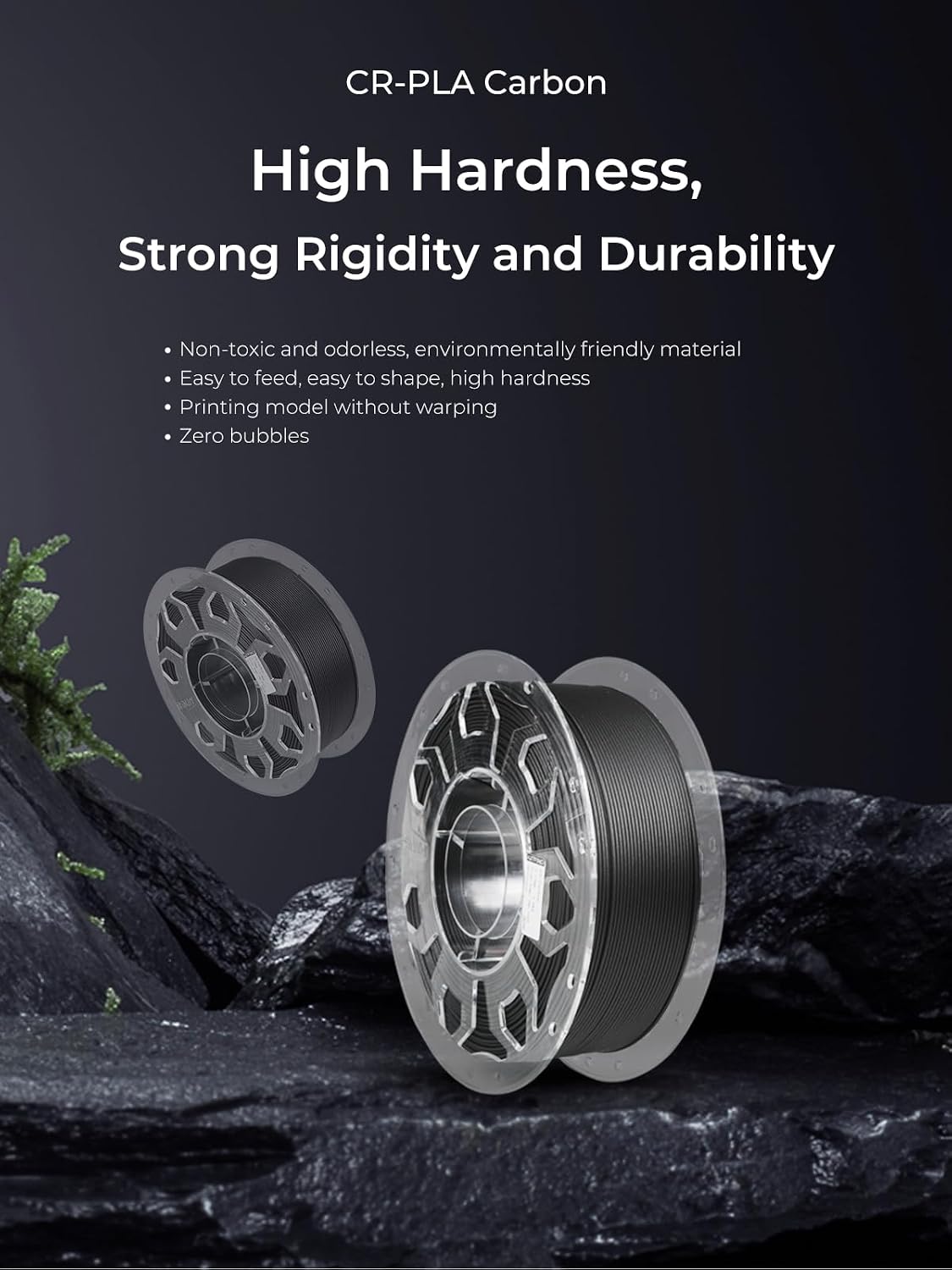 Carbon Fiber Filament 1.75mm, 3D Printer Filament, 1kg (2.2lbs) Spool, No Warp Enhanced Toughness, ±0.03mm Accuracy