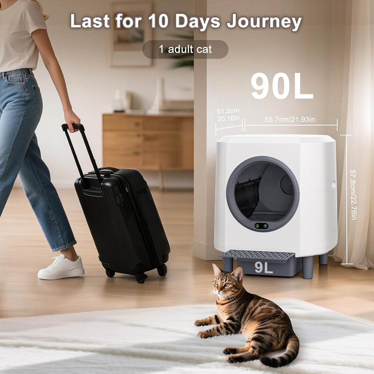 Automatic Litter Box, Self Cleaning Litter Box, Odor Control, 90L Capacity
