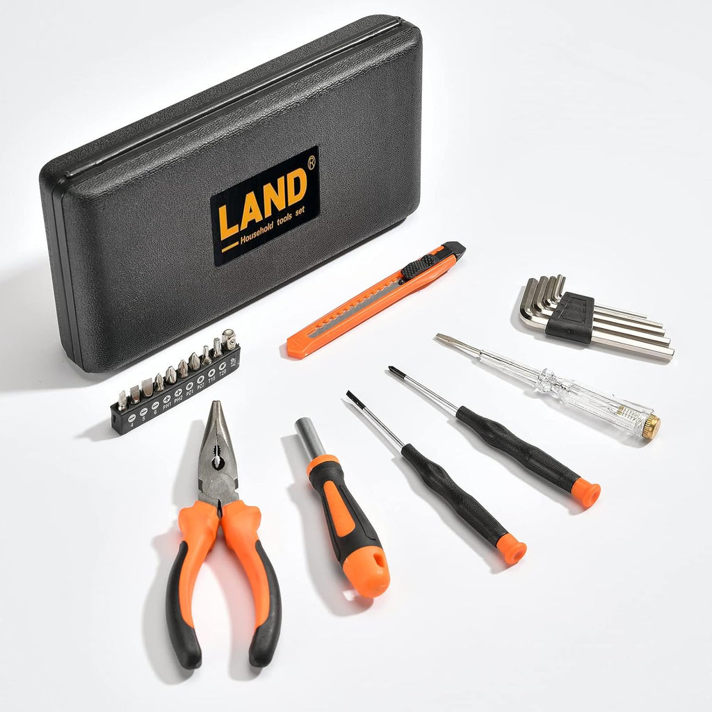 22-Piece Small Tool Kit with Toolbox - Essential Household Tool Set for Home Repair, DIY Projects, Garage & College