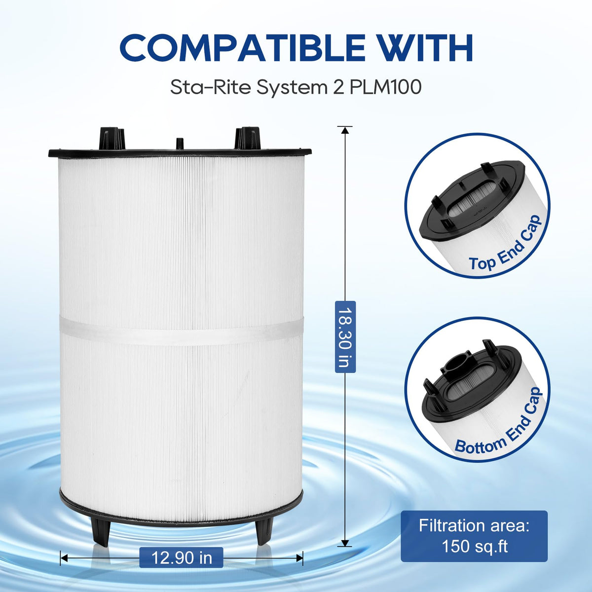 27002-0200S Pool Fliter Cartridges, Replacement for sta-rite 27002-0200S Pool and Spa D.E. Filter, Compatible with