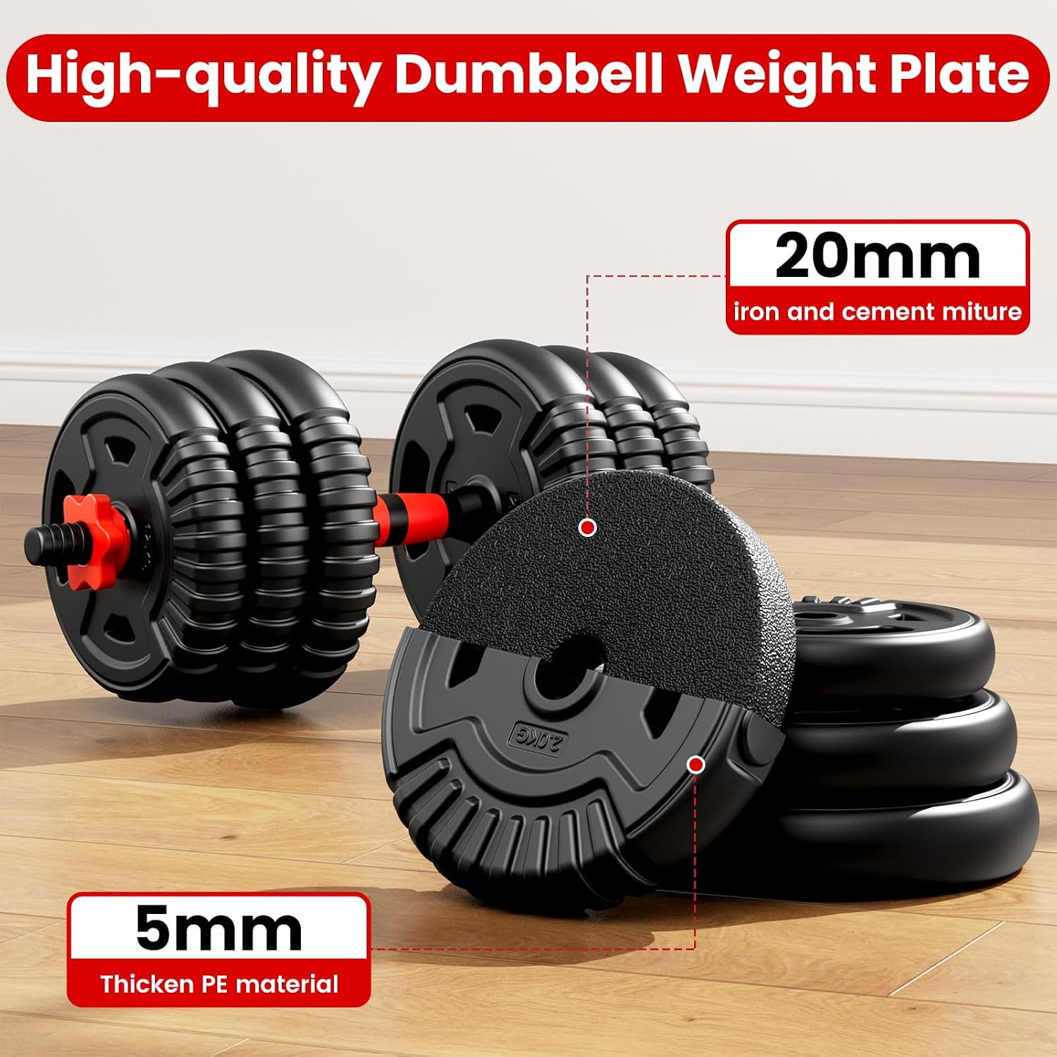 Adjustable Dumbbell Set,22/33/45/70/90lb Free Weight Set with Connector,5-in-1 Dumbbell Set for
