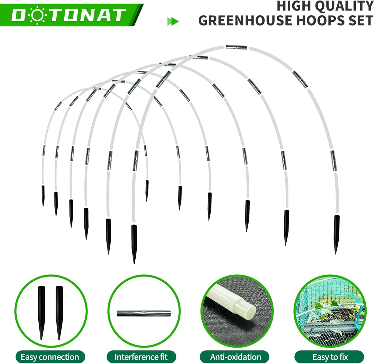 8FT Garden Hoops Grow Tunnel Kit - Rust-Free Fiberglass Frame for Raised Beds, 36pcs - DIY Plant Support for Garden