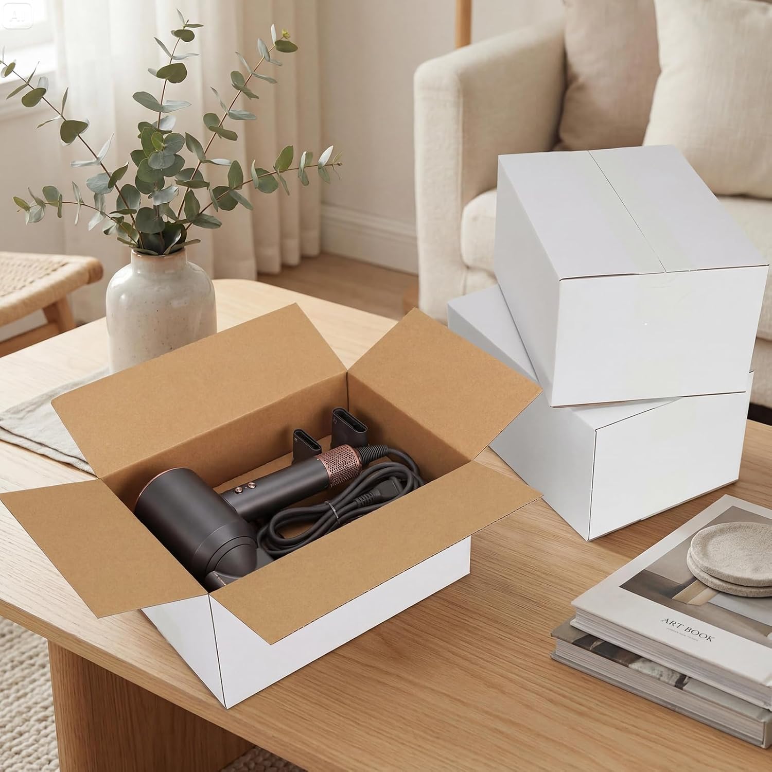 10x7x5 Shipping Boxes Set of 30, White Corrugated Cardboard Mailer Box for Packing Small Business