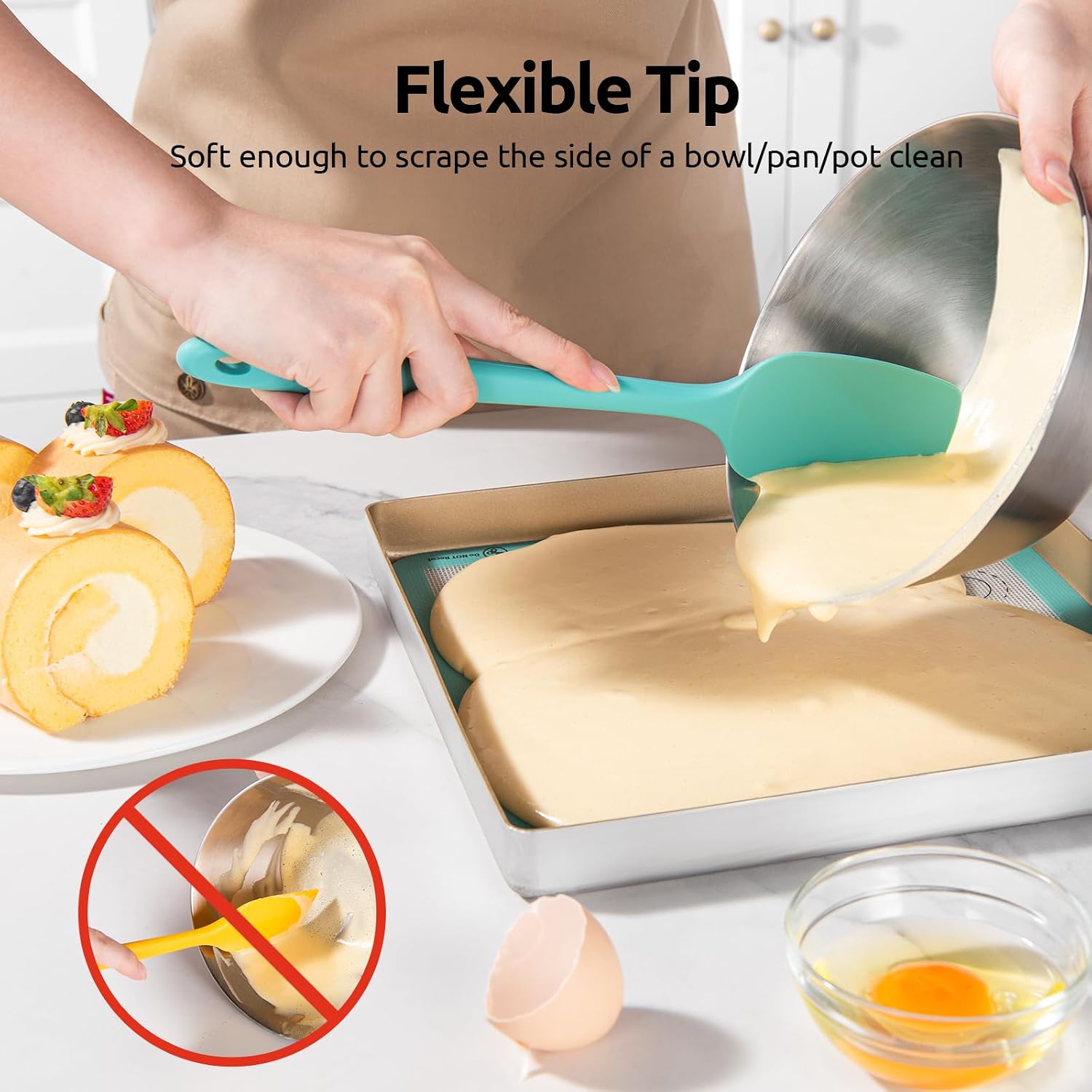 High Heat Resistant Silicone Spatula: U-Taste 600ºF Hot-Proof Food Grade Rubber Kitchen Baking Scraper, Flexible and