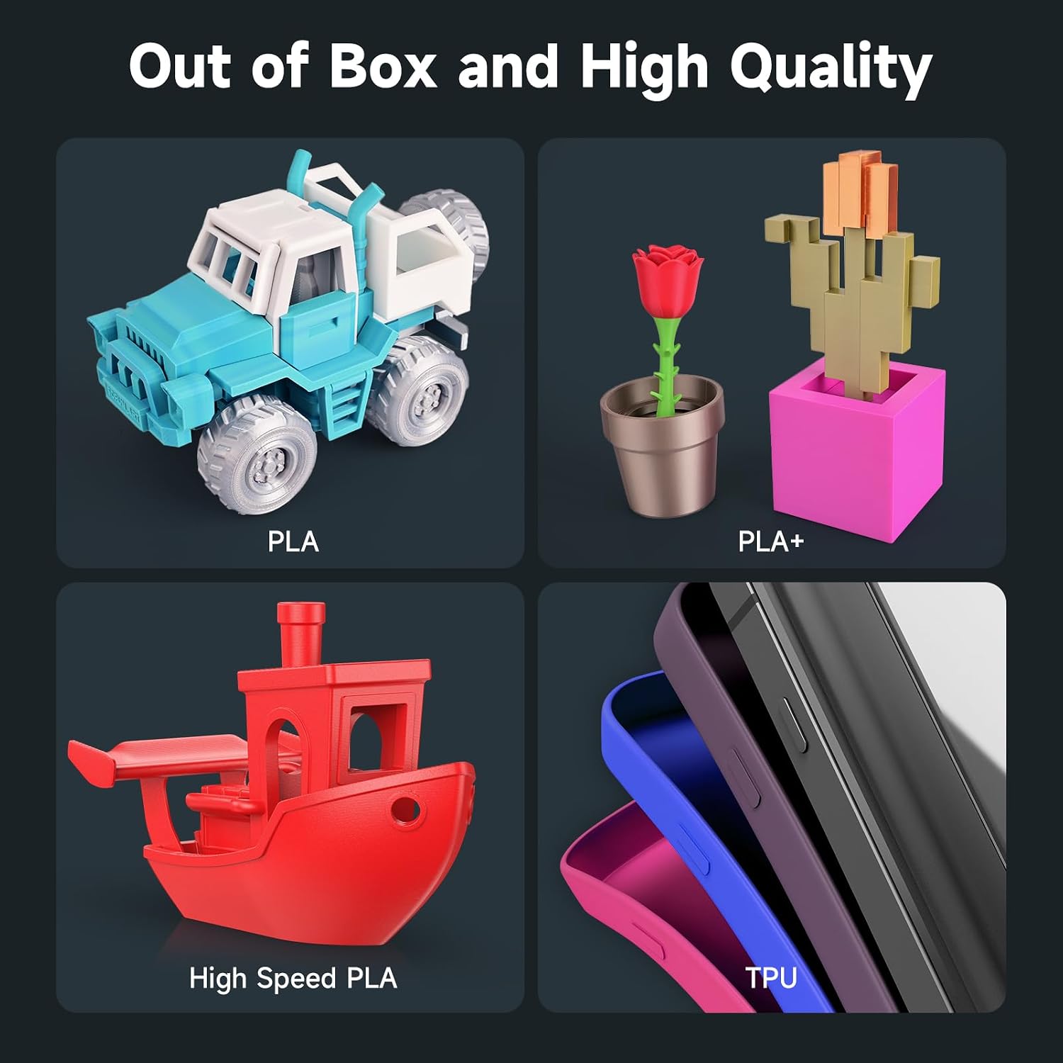 TINA2Plus 3D Printer, WEEDO 250mm/s High-Speed 3D Printers for Beginners and Kids, Fully Assembled and Auto Leveling