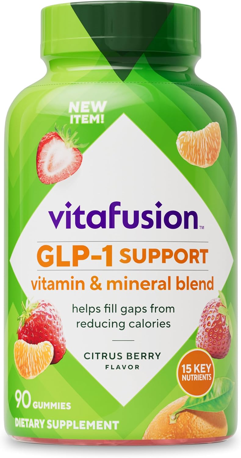 GLP-1 Support Multivitamin, Vitamin and Mineral Blend, 15 Essential Nutrients, Citrus Berry Flavor, 90 Count, 45 Day