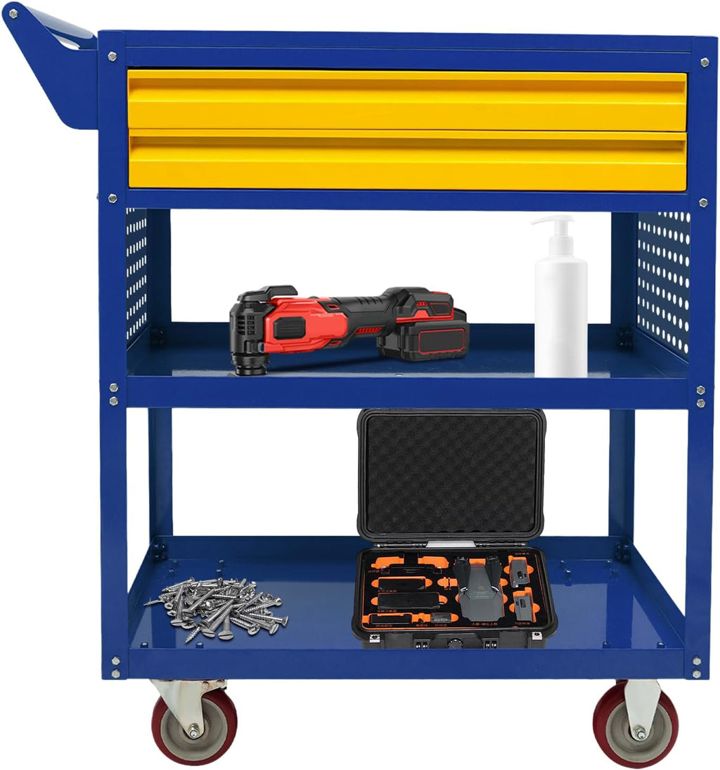 5 Tray Rolling Tool Cart with Drawers, 400 LBS Capacity with 2 Drawers | Mechanic Tool Cart on Wheels, Heavy Duty