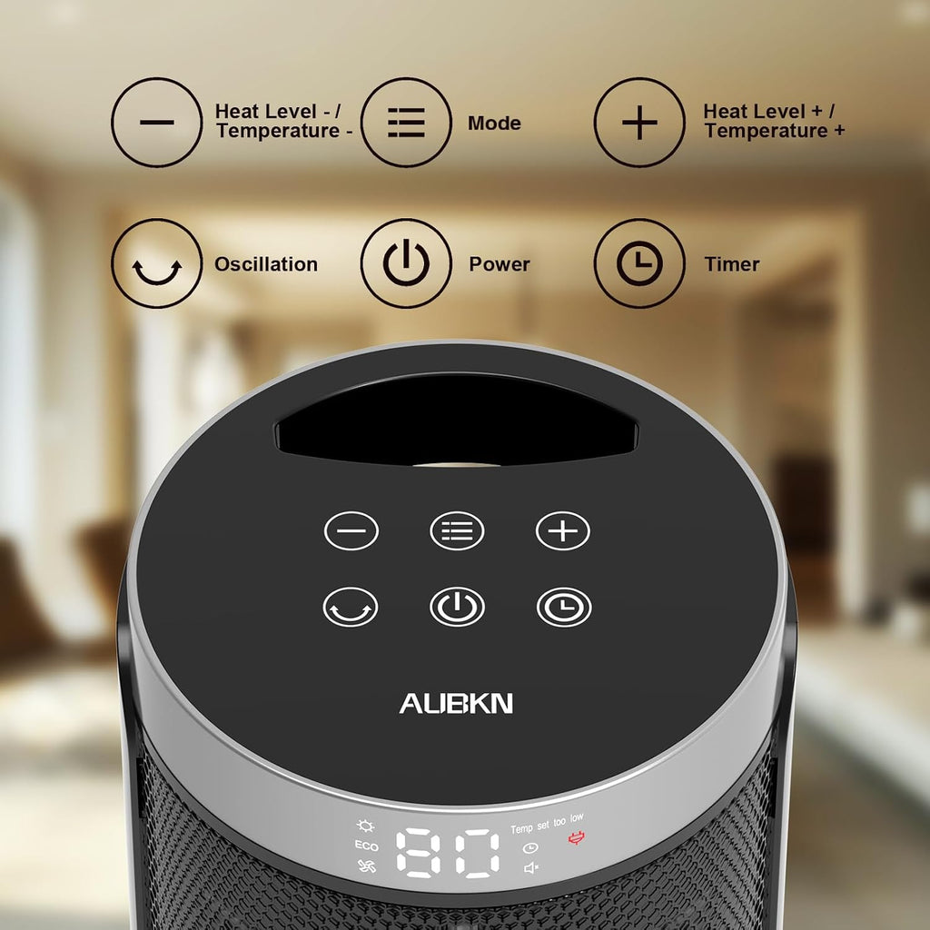 Space Heater, WINHL Small Portable Electric Heaters for Indoor Use with Thermostat and Remote, 70°Oscillation, 12H