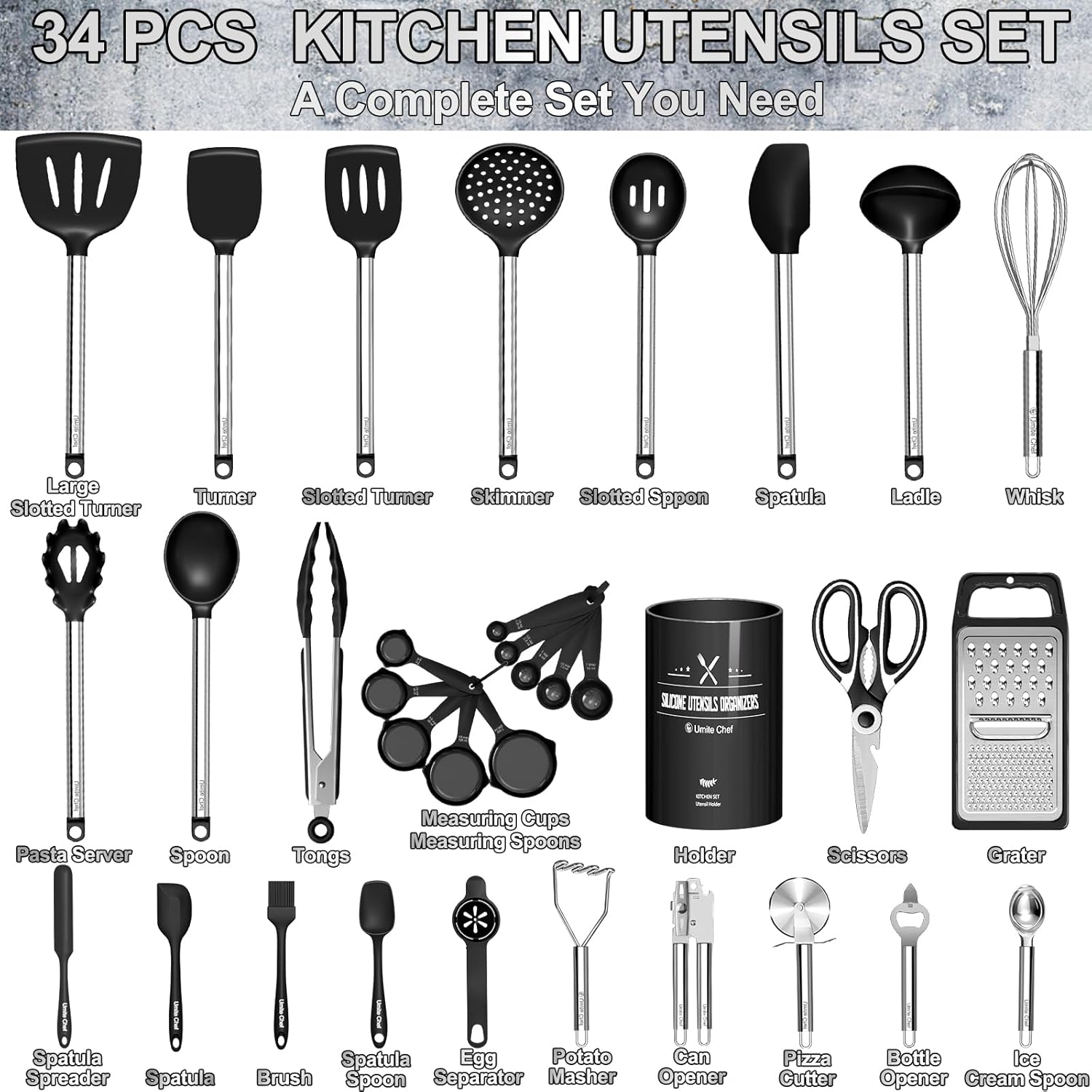 Thickened Kitchen Utensils Set- Silicone Cooking Utensils Set for Nonstick Cookware-Silicone Spatulas Set, Heavy Duty