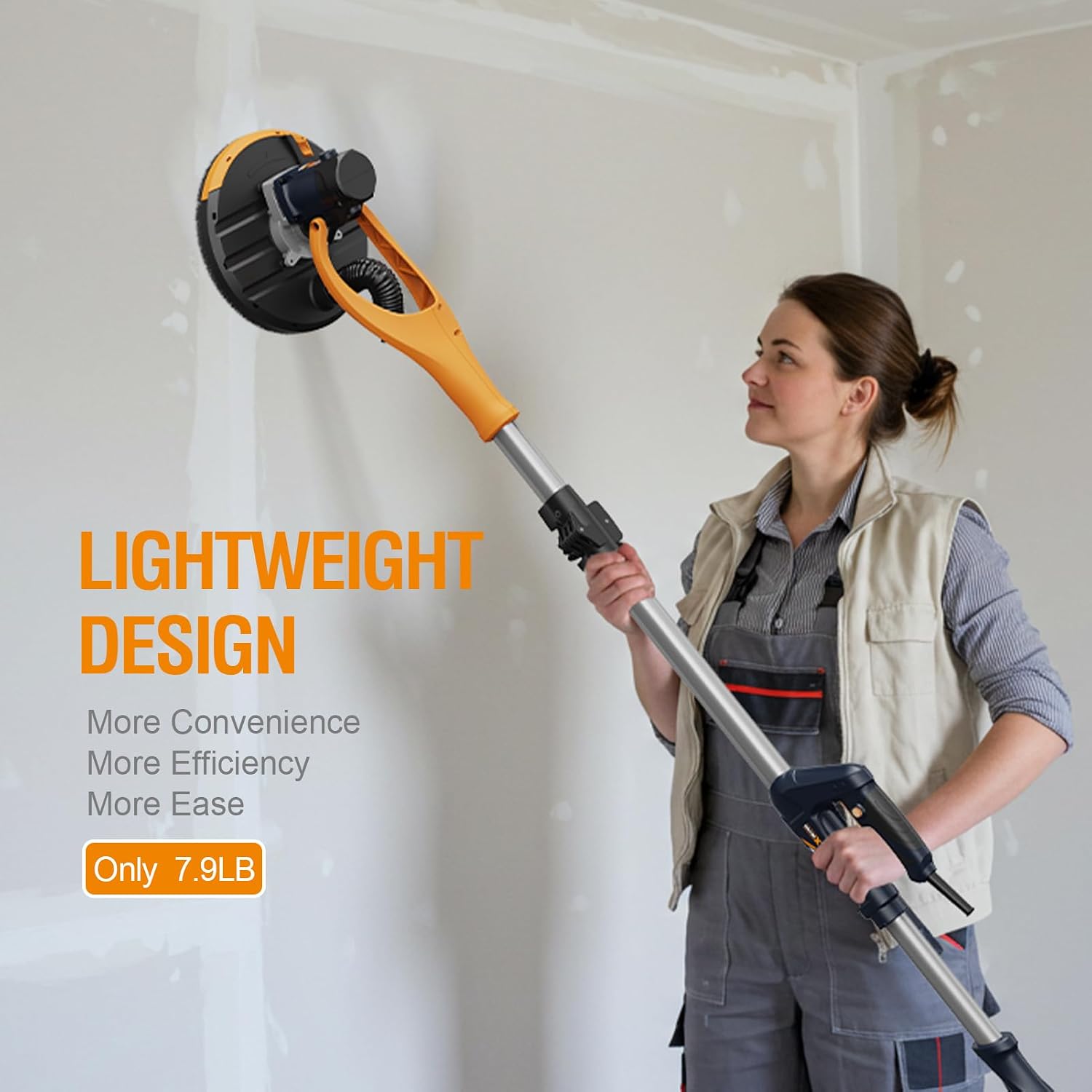 Drywall Sander, Lightweight Popcorn Ceiling Removal Tool, 5 Variable Speed Foldable Telescopic Electric Drywall
