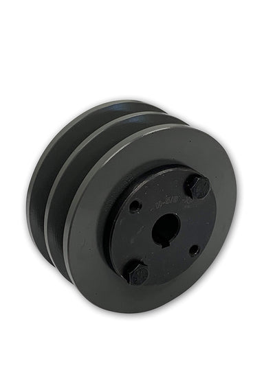 Double Groove 5.75" Cast Iron Electric Motor" H" Pulley/Sheave, Bushing Included, for 5/8" Top Width B/5L/BK/5LK Section V Belt, 2 Groove Pulley (5/8" Shaft / 0.625 Bore, 2BK60H)