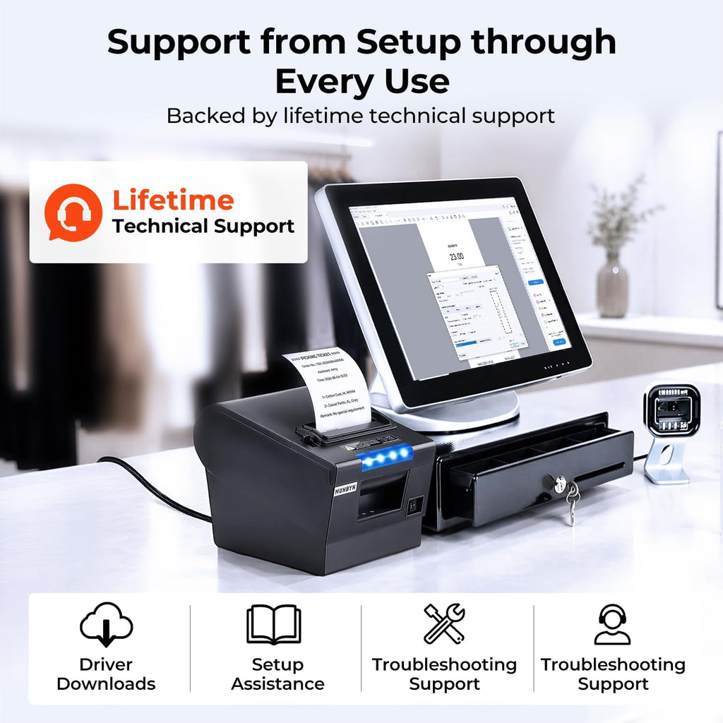 P068 Thermal Receipt Printer 80mm 3 1/8" POS Printer Auto Cutter | Direct thermal printer with USB serial Ethernet
