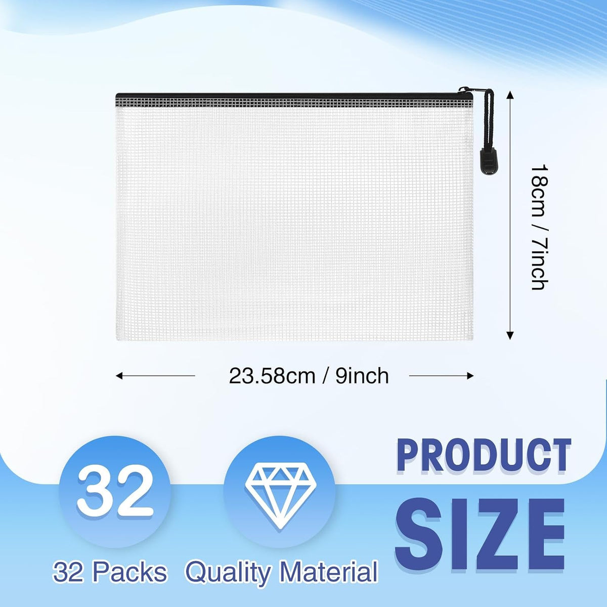 32 Mesh Zipper Bags Bikini, Black, 9 x 7 Inch, 32 Pcs