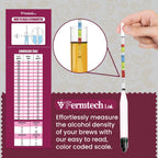 Glass Triple Scale Hydrometer Kit – Test ABV, Brix, Gravity for Wine, Beer, Mead & Kombucha, with Microfiber Cloth &