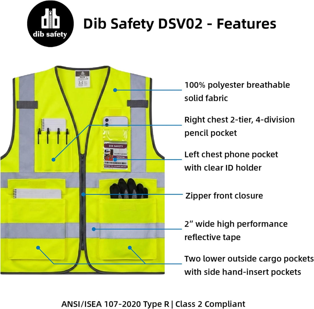 Hi Vis Reflective Safety Vest for Men Women with Pockets Zipper