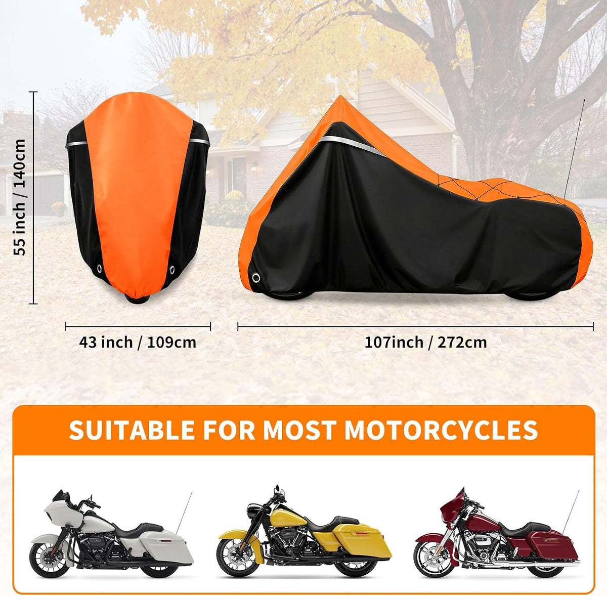 Motorcycle Cover 420D Waterproof Touring Side Box Cover