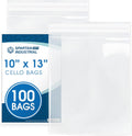 10x13 Self Sealing Cellophane Bags, 100 Count - Clear Poly for Shirts