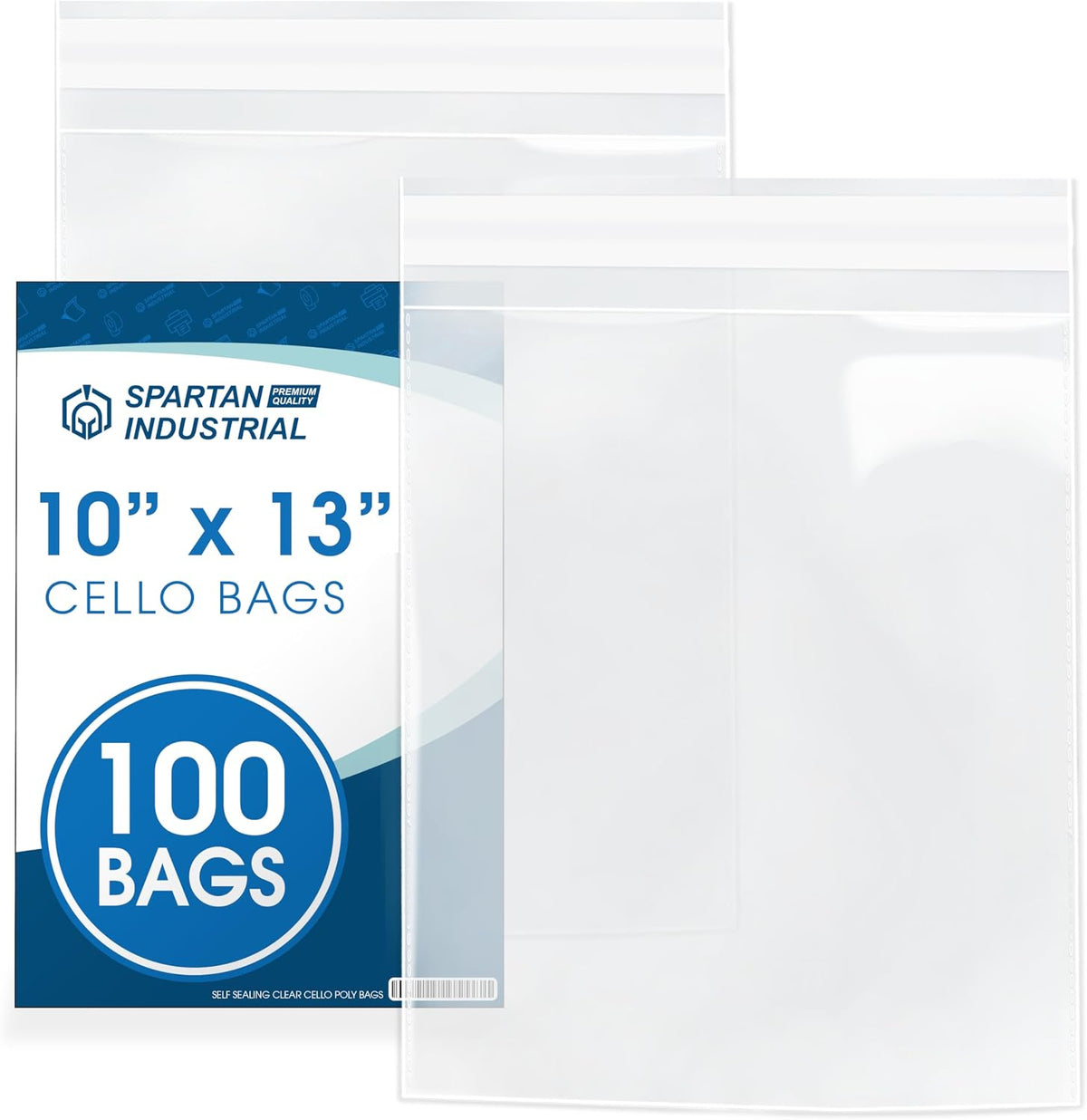 10x13 Self Sealing Cellophane Bags, 100 Count - Clear Poly for Shirts