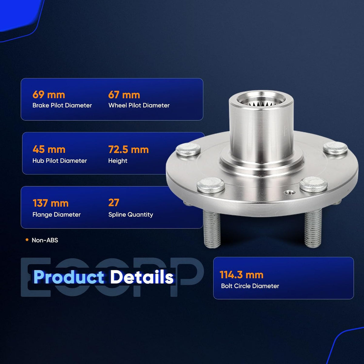 ECCPP 2-Piece 930-603 Front Wheel Hub Bearing for Hyundai Sonata 2006-2015