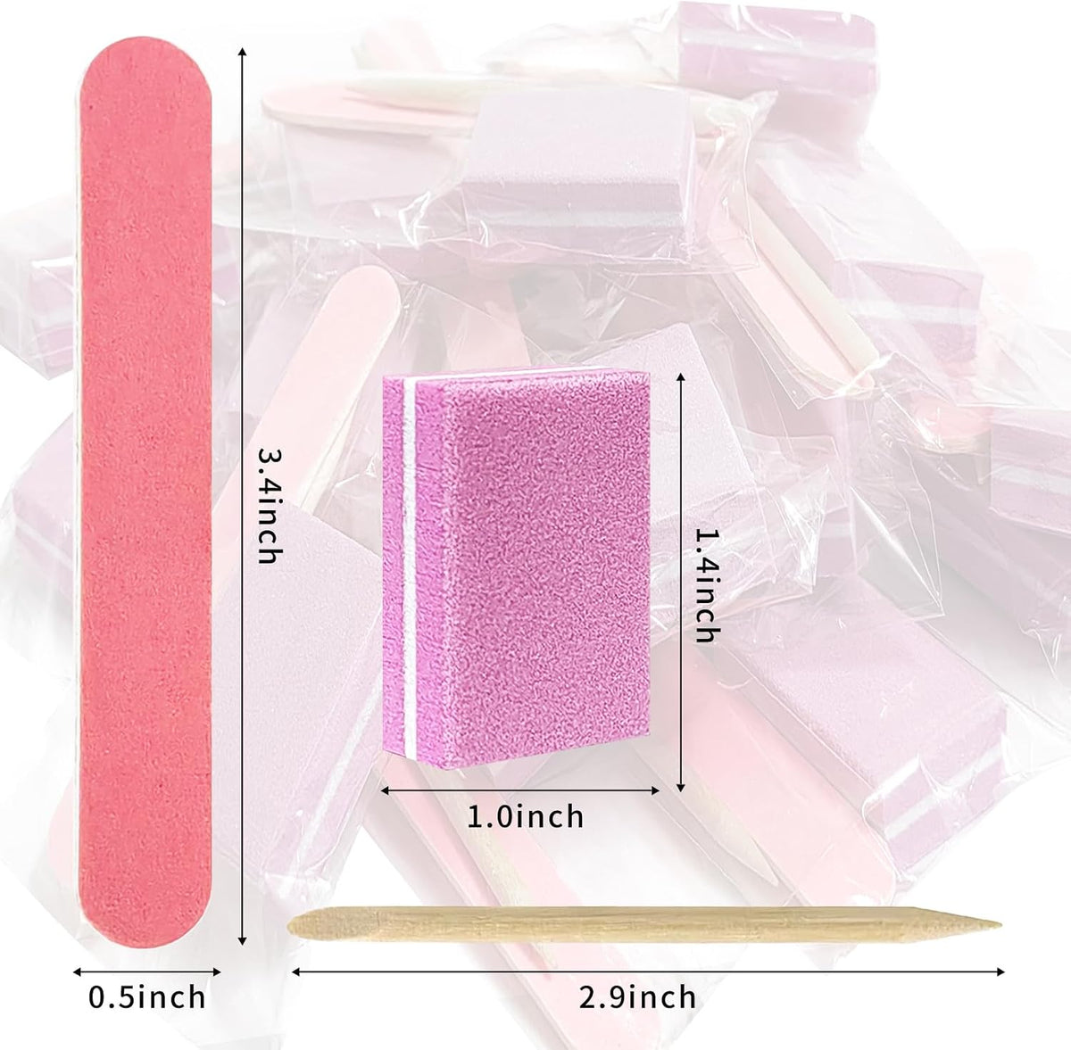 Lokyango Disposable Manicure Tool Kit (Pink, Count, 40, 80/100 Grit)