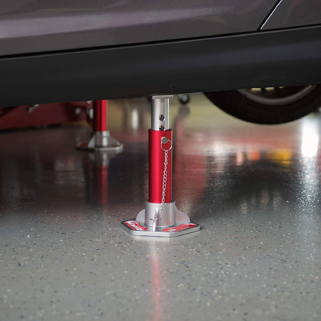 T43004 Torin Aluminum Jack Stands with Locking Support Pins: 3 Ton (6,000 lb) Capacity, Red/Silver, 1 Pair