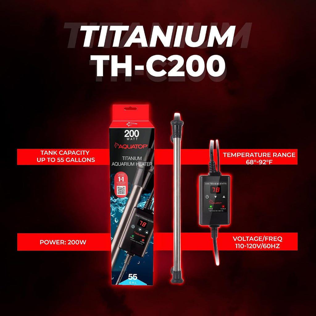 Titanium Heater with Controller - Adjustable Temperature for Aquariums Up to 55 Gallons - Ideal for Turtles & Large