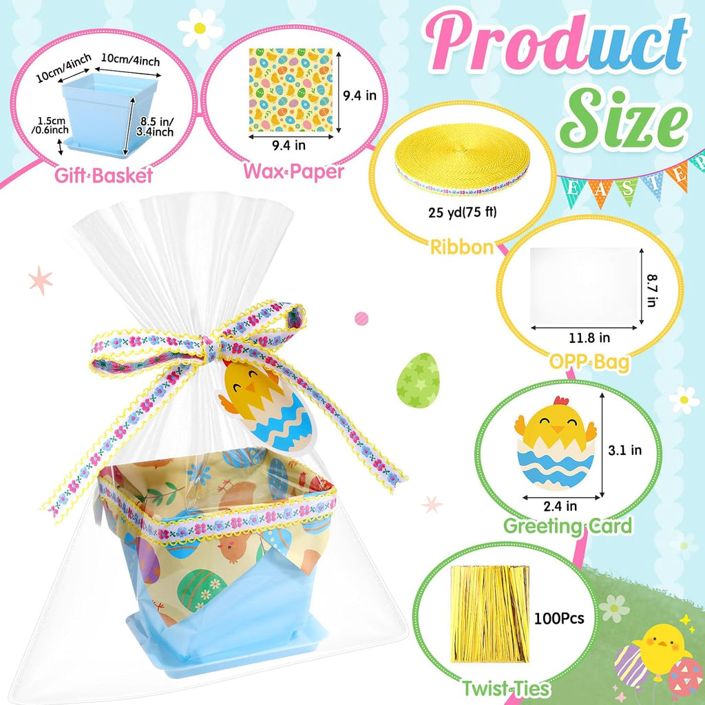 36 Set DIY Mini Easter Basket Stuffers Gift Baskets Empty Bulk Small Plastic Treat Boxes 4 Inch for Candy Snack