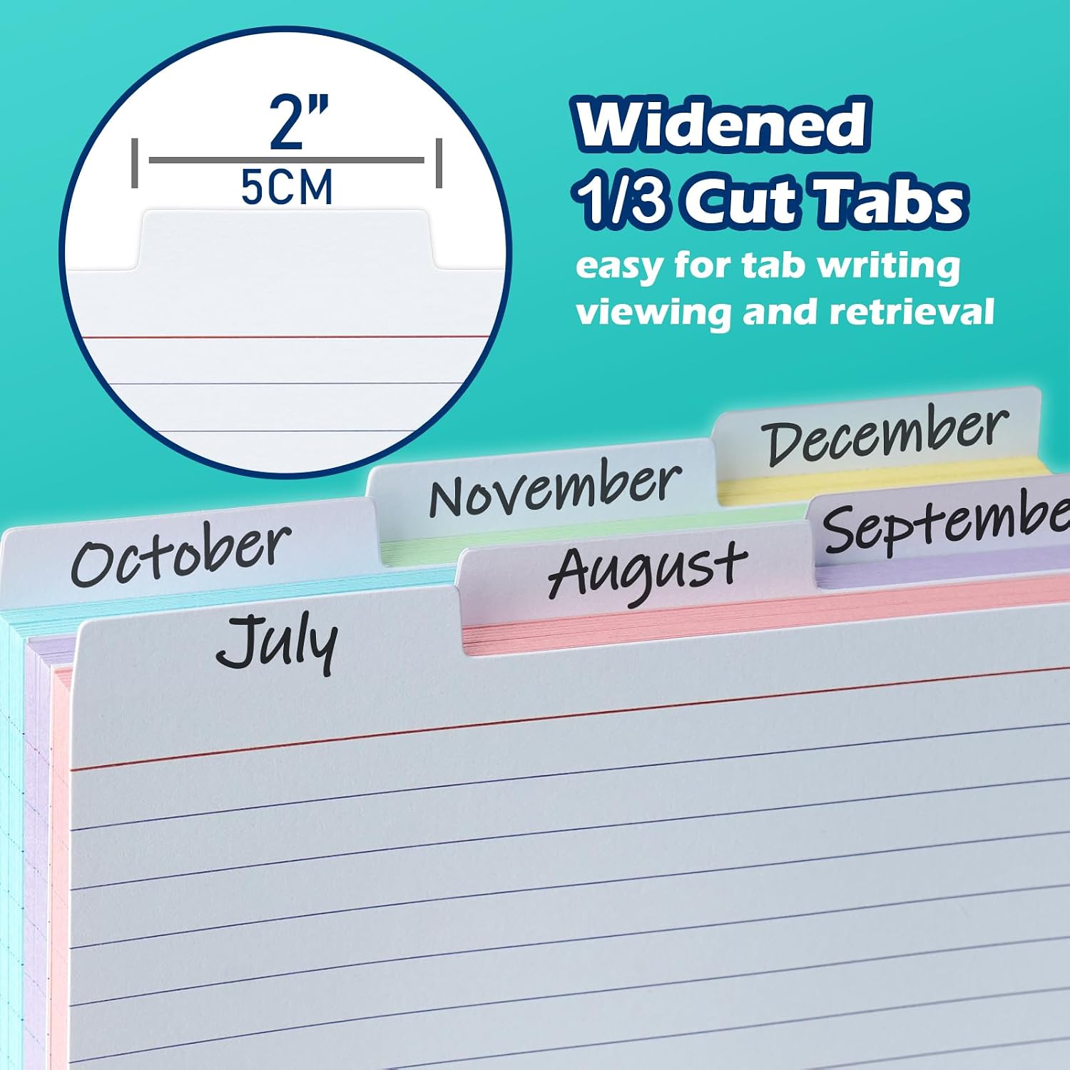 4x6 Tabbed Index Card Dividers with Tabs Blank, White, 100 Pack | 4 x 6 Inch, Lined, 220 GSM Thick Paper, Alphabet or