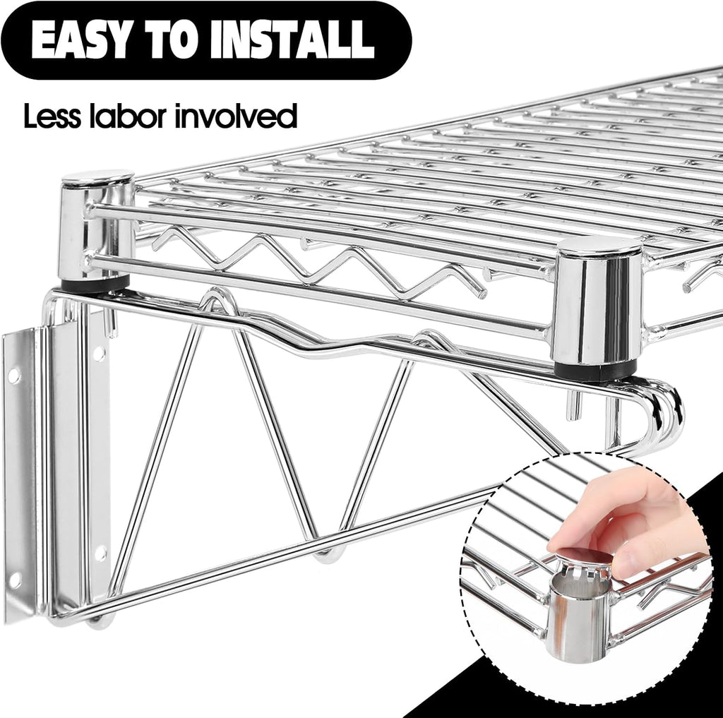 14" Wx 48" L Chrome Wire Wall Mount Shelf Wall Mount Wire Shelf Kit