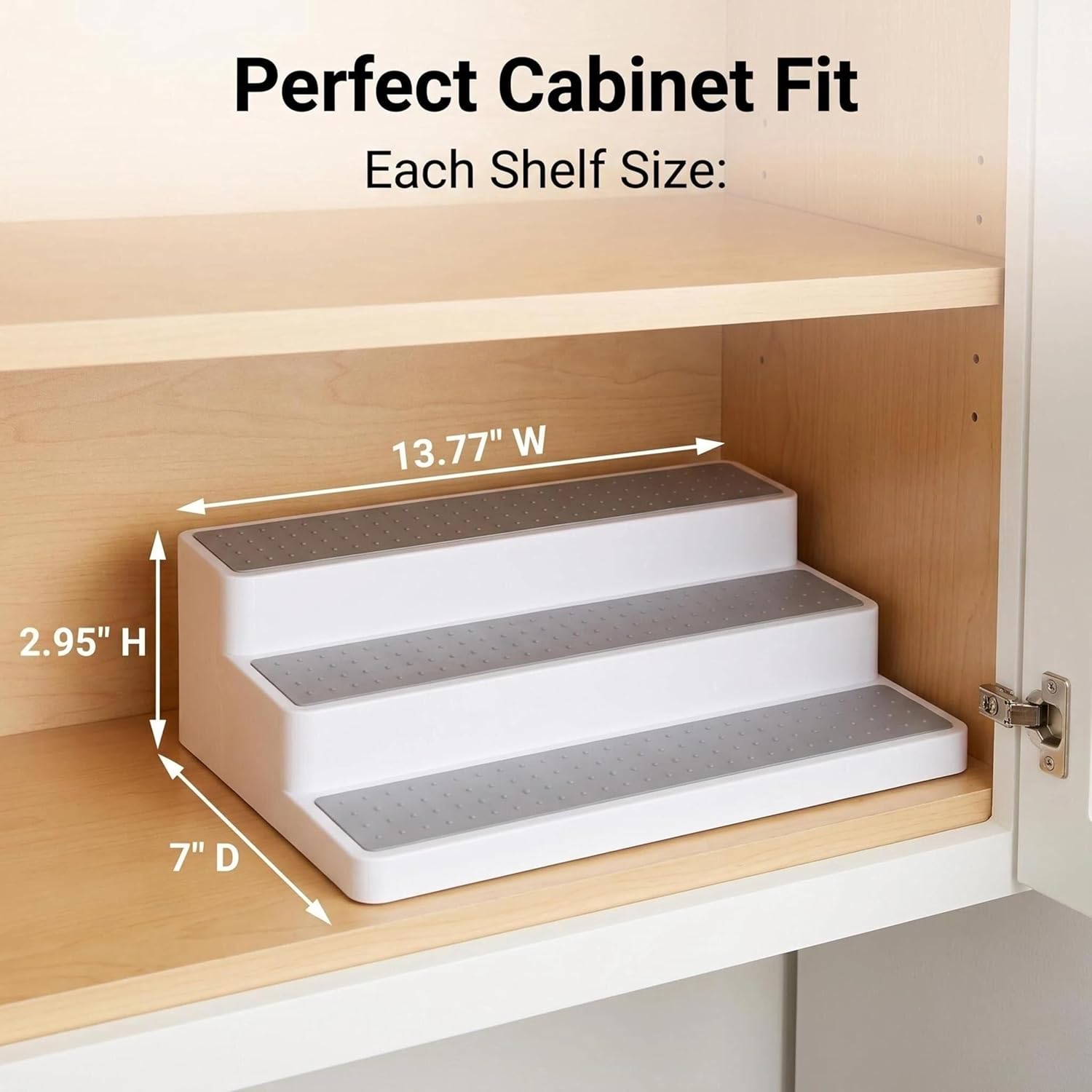 3 Tier Spice Rack Organizer for Cabinet, 3 Pack Non-Slip Spice Rack Shelf Organizer, Holds 24+ Jars, Plastic Spice