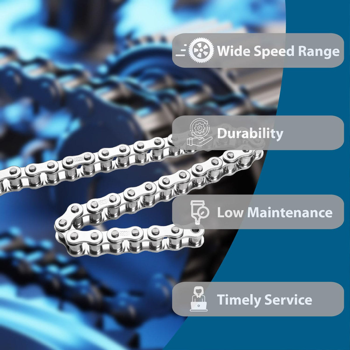 Gudwells Universal Heavy Duty 08B Stainless Steel Roller Chain 10 Feet